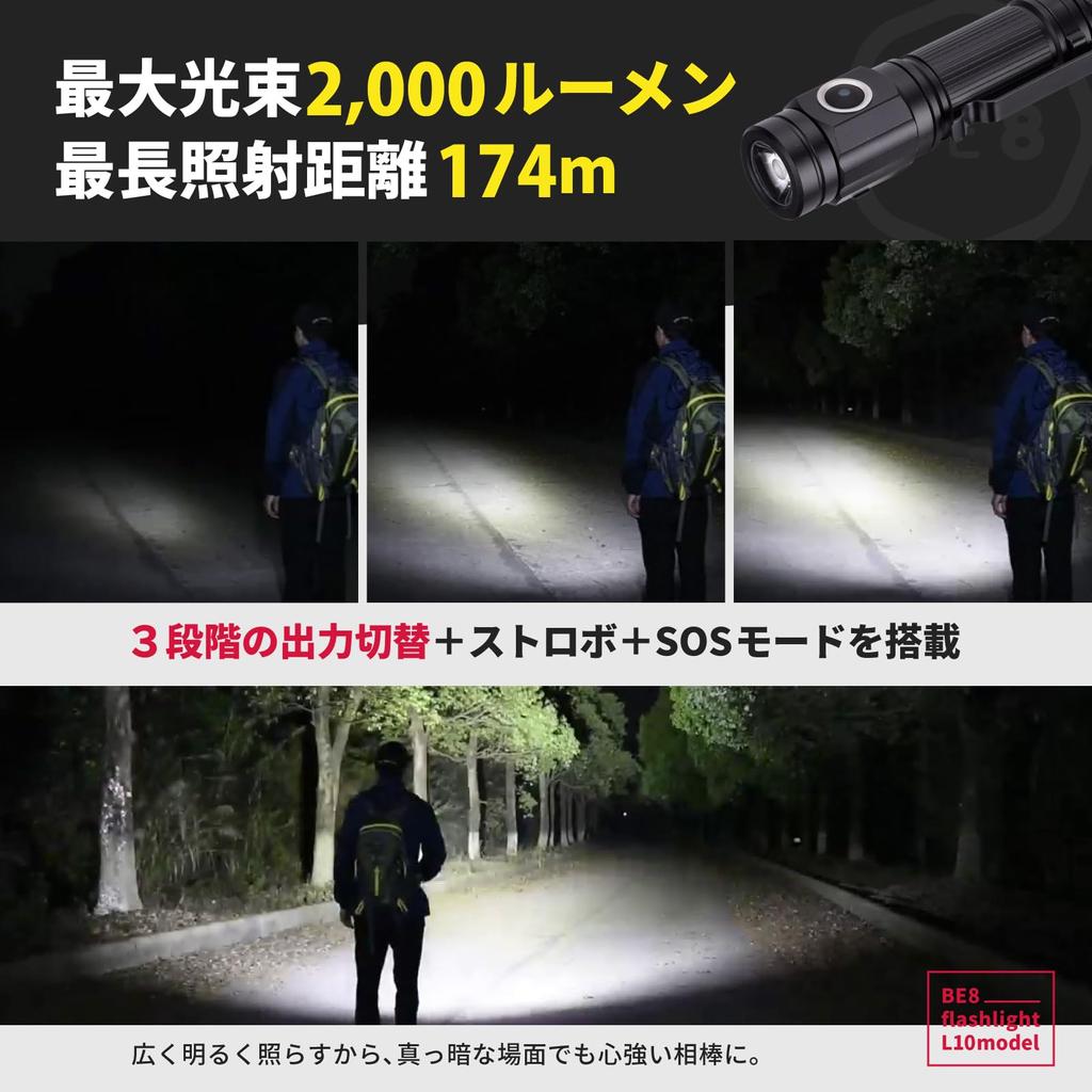 BE8 Flashlight LED Small Rechargeable USB Flash Light Disaster Prevention Clip Holder Mobile Tactical