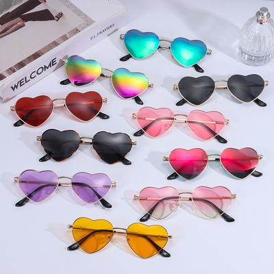 Vintage UV400 Protection Metal Frame Heart-Shaped Sunglasses Shades Heart Sun Glasses 90s Glasses