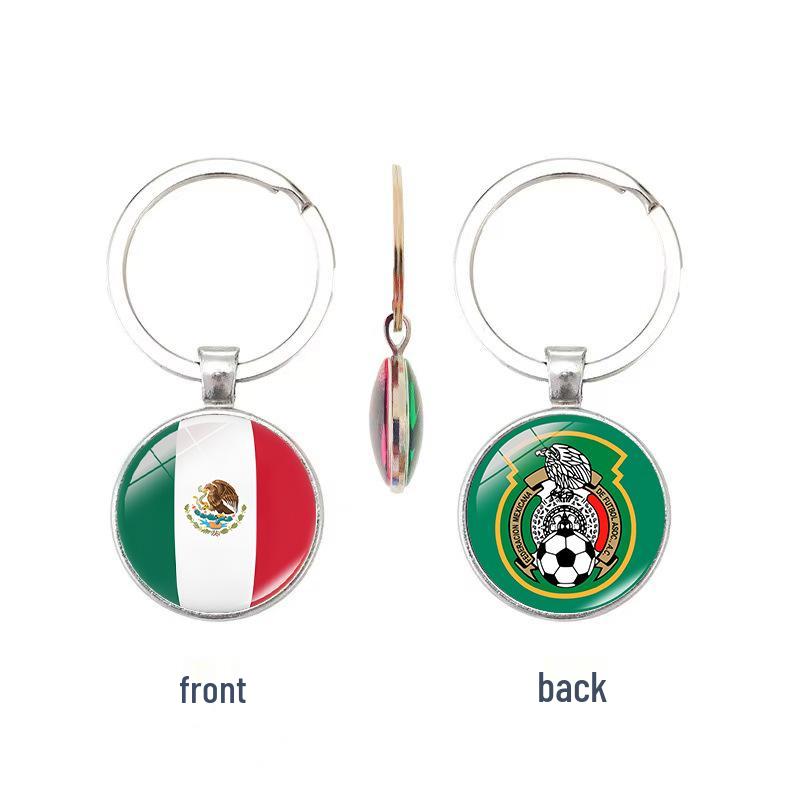 World Cup Top 32 National Flags & Team Emblems Double-sided Keychain