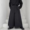 Men Pants Oversized Solid Color Elastic Waist Wide Leg Punk Warm Lace Up Japanese Style Men Trousers for Cosplay