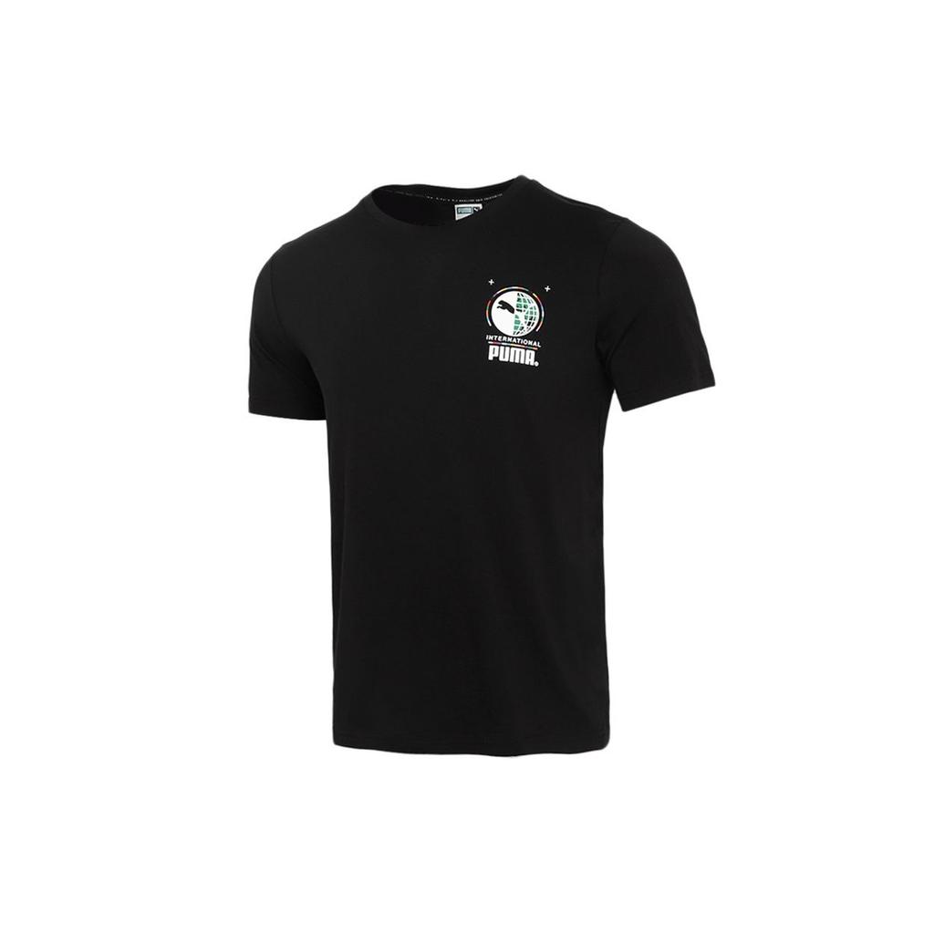 Puma Printed Logo Sport Crew Neck Vintage Short Sleeve T-Shirt Men Tops Black 531307-01