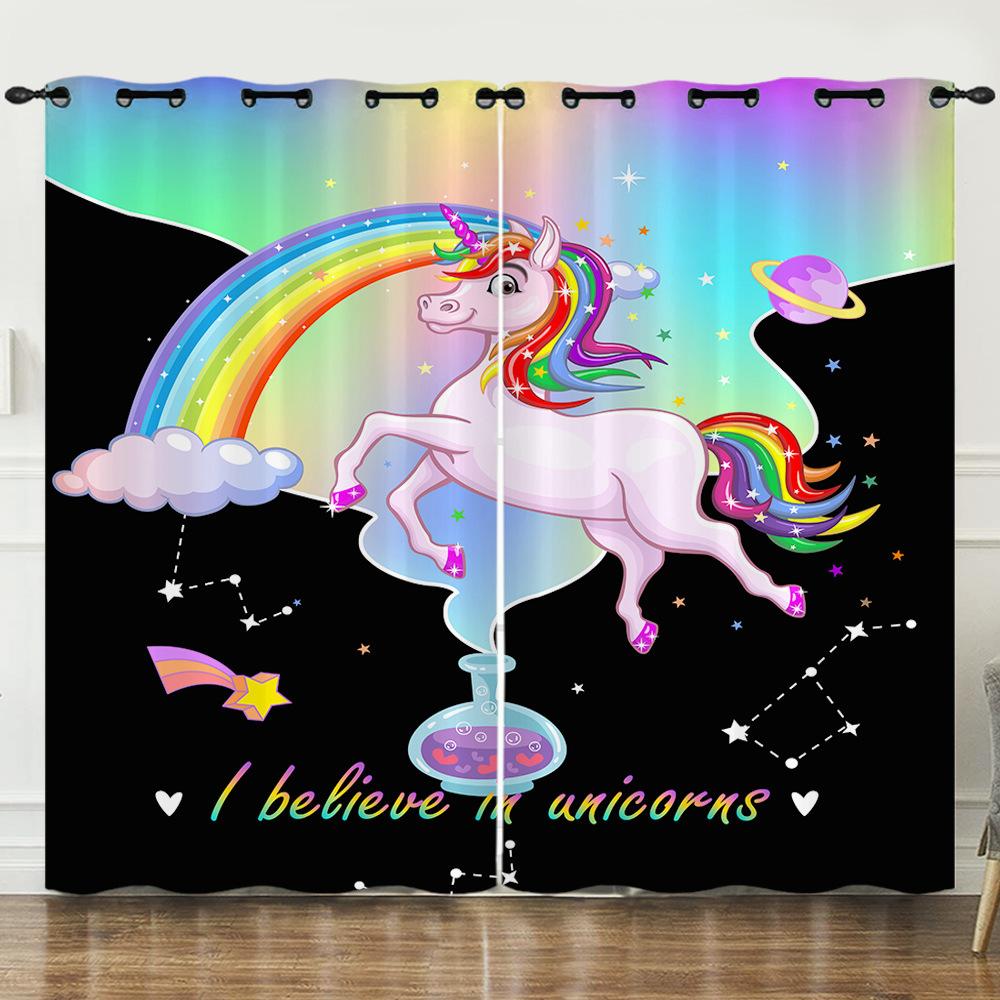 Curtain Graffiti Flowers And Plants 3D Digital Printing Blackout Curtain Punching