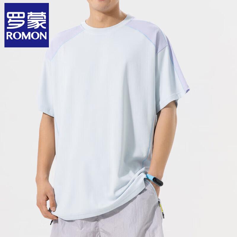 ROMON Unisex Quick Dry Color Block Short Sleeve T-Shirt XL