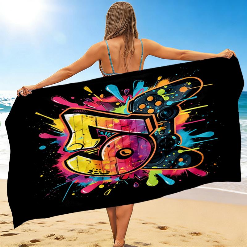 1Pc Colorful Celebration Beach Towel, Quick Dry, Multi-Use for Beach Pool Gym Yoga Home Travel, Christmas, Halloween, Xmas Gift M928144