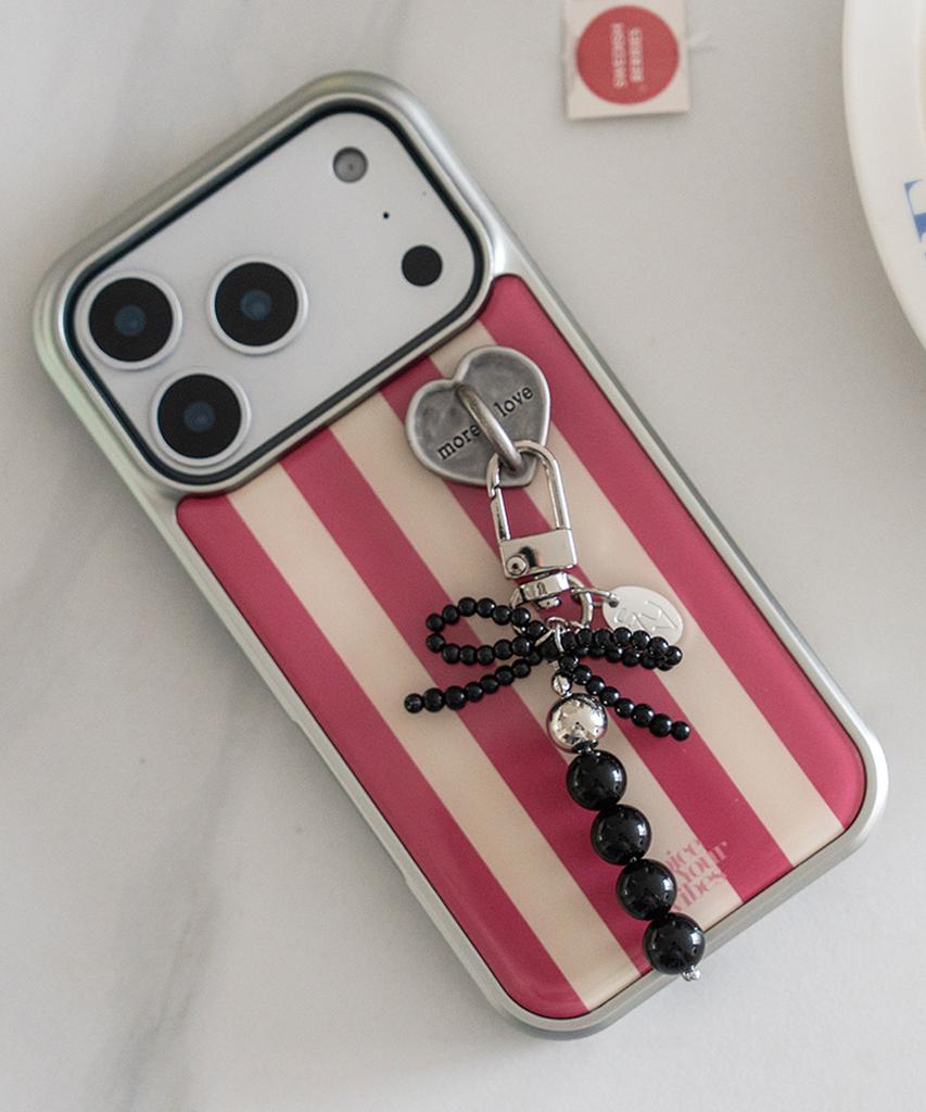 SUYV Mobile Phone Bead Keyring Modern Ribbon Black