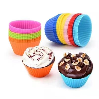 12pcs Silicone Cake Mold Round Muffin Cupcake Baking Molds Reusable DIY Cake Decorating Tools Wedding Birthday Party Decorations
