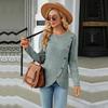 GMXIA Women's Fashion Casual Solid Color Print Autumn Winter Long Sleeve O-Neck Loose Sweaters