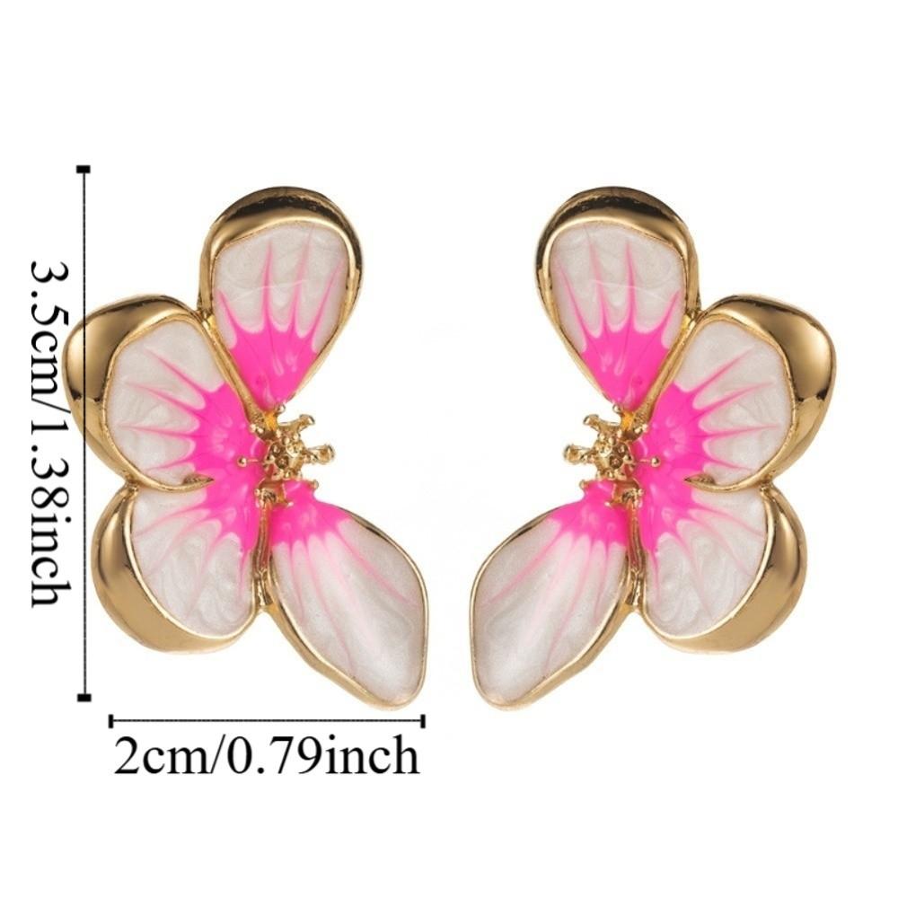 Temperament Drip Oil Flower Stud Earrings Metal Floral Earrings Gift Butterfly Earrings  Daily Wear