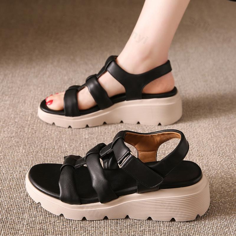 Fashion 2025 Summer Women's Casual Comfortable Cool Shoes Fashion Concise Thick Soled Sandals Hollow Breathable Elegant Chunky sneakers