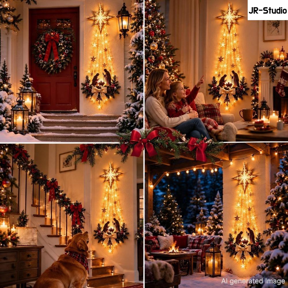 Light Up Angel Wall Lamp, Luminous Wing Resin Wall Decor, Christmas Star Scene Ornament, Festive Atmosphere Home Decoration Gift