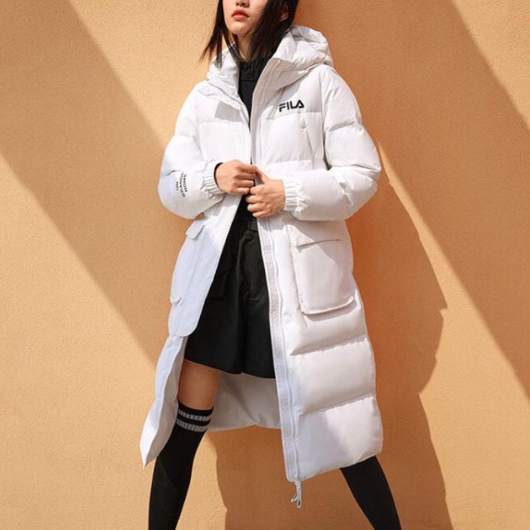 FILA Logo Letter Print Loose Warm Down Jacket Women Outerwear White F51W349906A-WT
