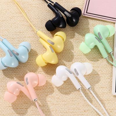 Słuchawki przewodowe Słuchawki douszne Bass z mikrofonem Słuchawki douszne Stereo 3.5mm Zestaw słuchawkowy do gier Dynamiczny Macaron Kolorowe prezenty