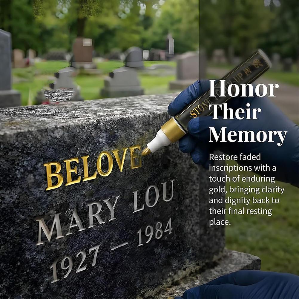 Waterproof Marker Paint Pen for Tombstone, Oil Based Gravestone Marker, Quick Dry Weatherproof Pen for Memorial Maintenance
