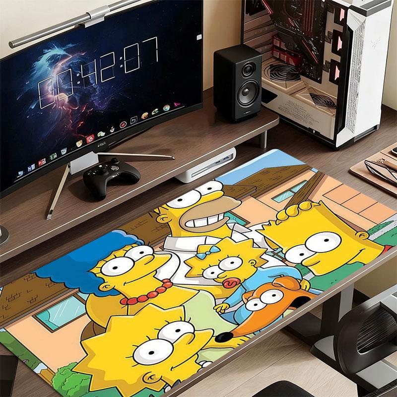Simpsons Mouse Pad, Large Gaming Desk Mat, Non-slip XXL Mousepad for Laptop & Tablet, Mini PC Playmat with Stitched Edges