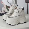 Fashion 12CM British Genuine Leather Ladies Platform Wedge Ankle Winter Plush Booties Autumn Spring High Brand Women Cowboy Shoes