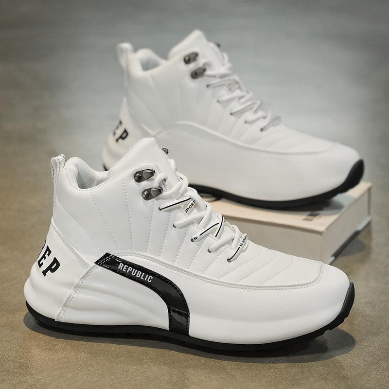 

Мужская обувь зимняя новая высокая модная спортивная повседневная обувь мужские короткие ботинки на платформе высококачественные кроссовки для папы 39 белый