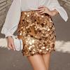 Glitter Sequin Dance Skirt High-Waisted Hip Wrapped Slimming Fit Sexy Skirt Stage Performances Mini Skirt