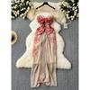 Holiday Atmosphere Dress Women's New Chinese Style Printed Skirt French Minority Chic Fairy Temperamental Suspender Dress