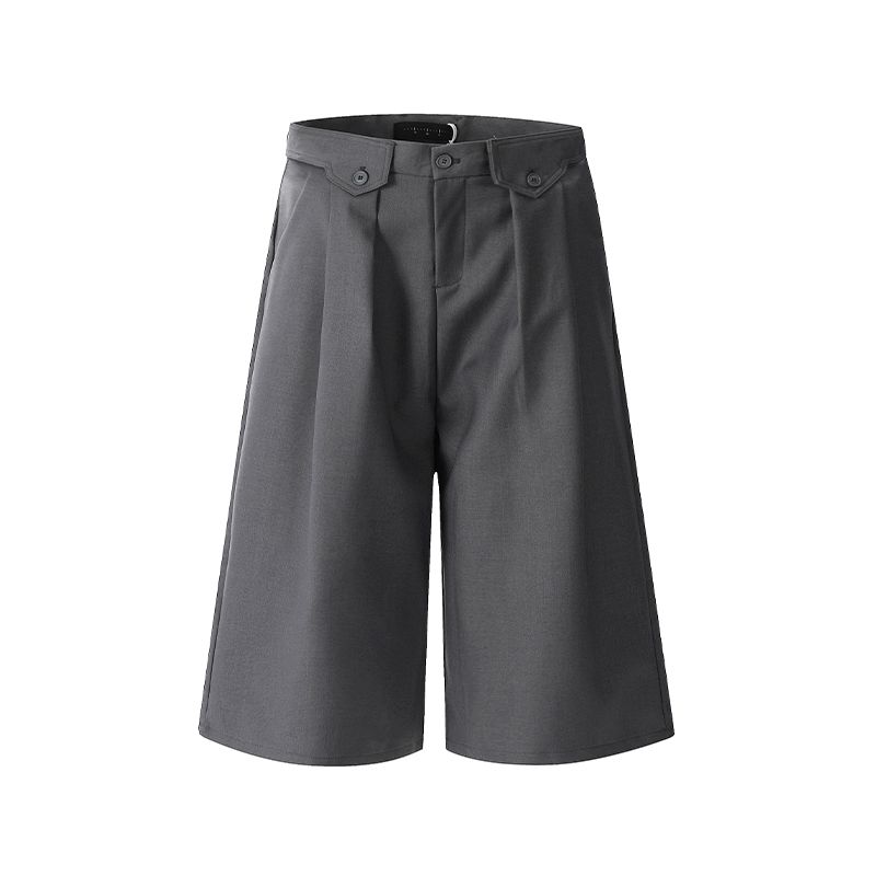 

Acrardic2025 High Sense of Intelligence American Simple Casual Suit trousers Male Cleanfit Street Drape Seven Points Shorts Dark gray L