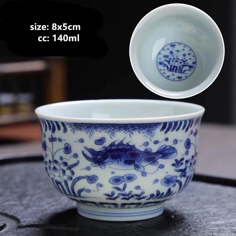 Luxurious Ceramic Gaiwan Teacup handmade Tea tureen Bowl Chinese Blue and white Porcelain Teaware Accessories Drinkware 150ml