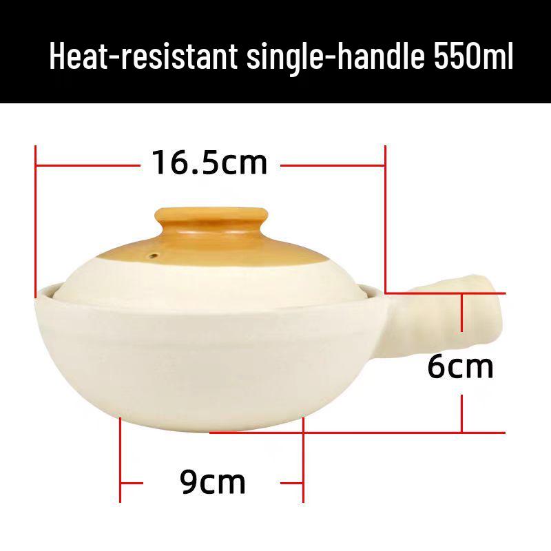 High-Temperature Resistant Unglazed Single-Handle Earthenware Clay Pot for Rice and Noodles