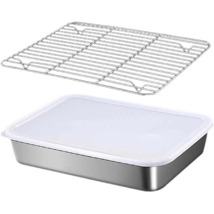 1set Stainless Steel Dumpling Freezer Box with Mesh Rack Multi-function Food Storage Container for Fridge Kitchen Organizer for Meat Fruits