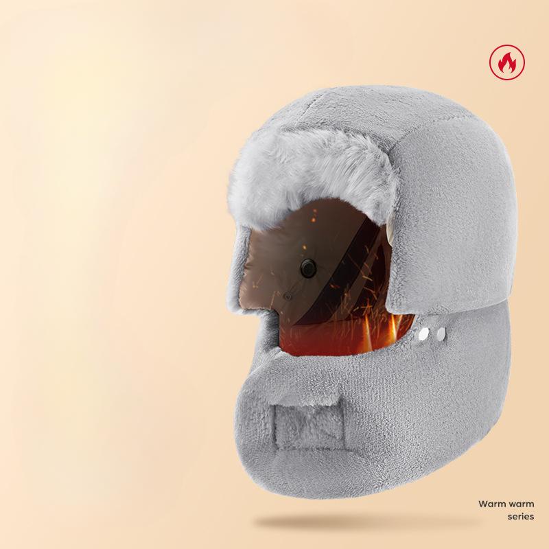 Men's Winter Lei Feng Hat Outdoor Warm Riding Hat Cycling Electric Bike Ear Protection Scarf Mask Windproof Face Shield