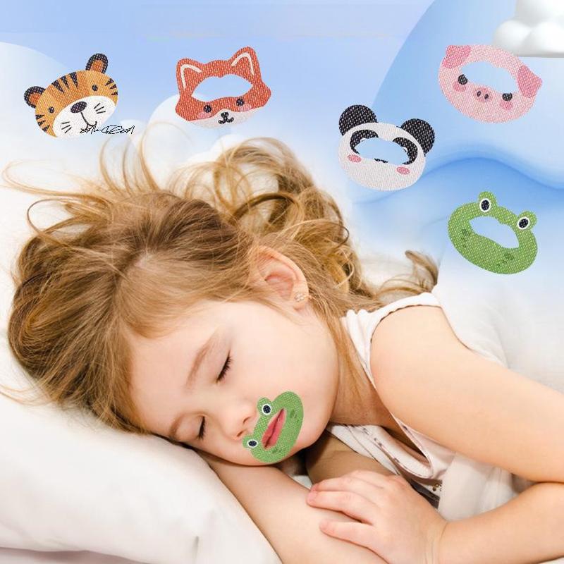 30Pcs Cartoon Anti-Snoring Stickers for Kids Sleeping Closed-Mouth Breathing Correction Nose Shaping Orthosis Tape 'Shut Up'