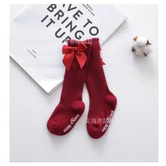 Baby Girls Kids Winter Non-slip Socks Bow Summer Spring Mesh Newborn  Terry Cotton Sokken Princess Knee High Long Socks