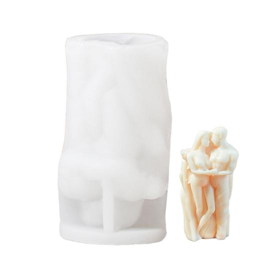 DIY Valentine's Day Silicone Mold Couple Embracing Heart Shape Mold for Aromatherapy Candles Plaster