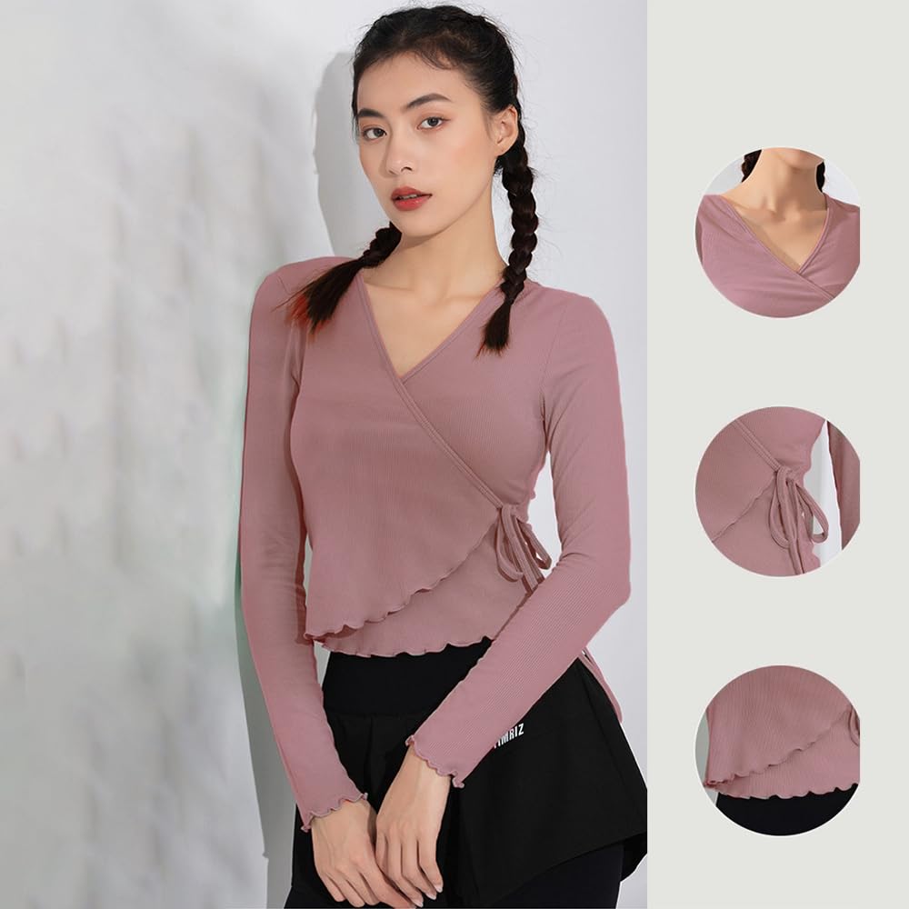 Yomoment Yoga Long Fitness Air Conditioning UV Pilates Yoga Ruffled Top Women's Wear, Moisture-Wicking, Quick-Drying, Sleeve, Stretch, Cover-Up, Wear,