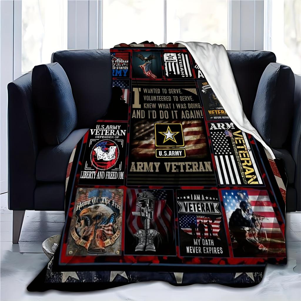 US Army Veteran Tribute Quilt Flag Patriotic Decor Military Gift Home Wall Hanging Memorial Blanket Honor Service Hero