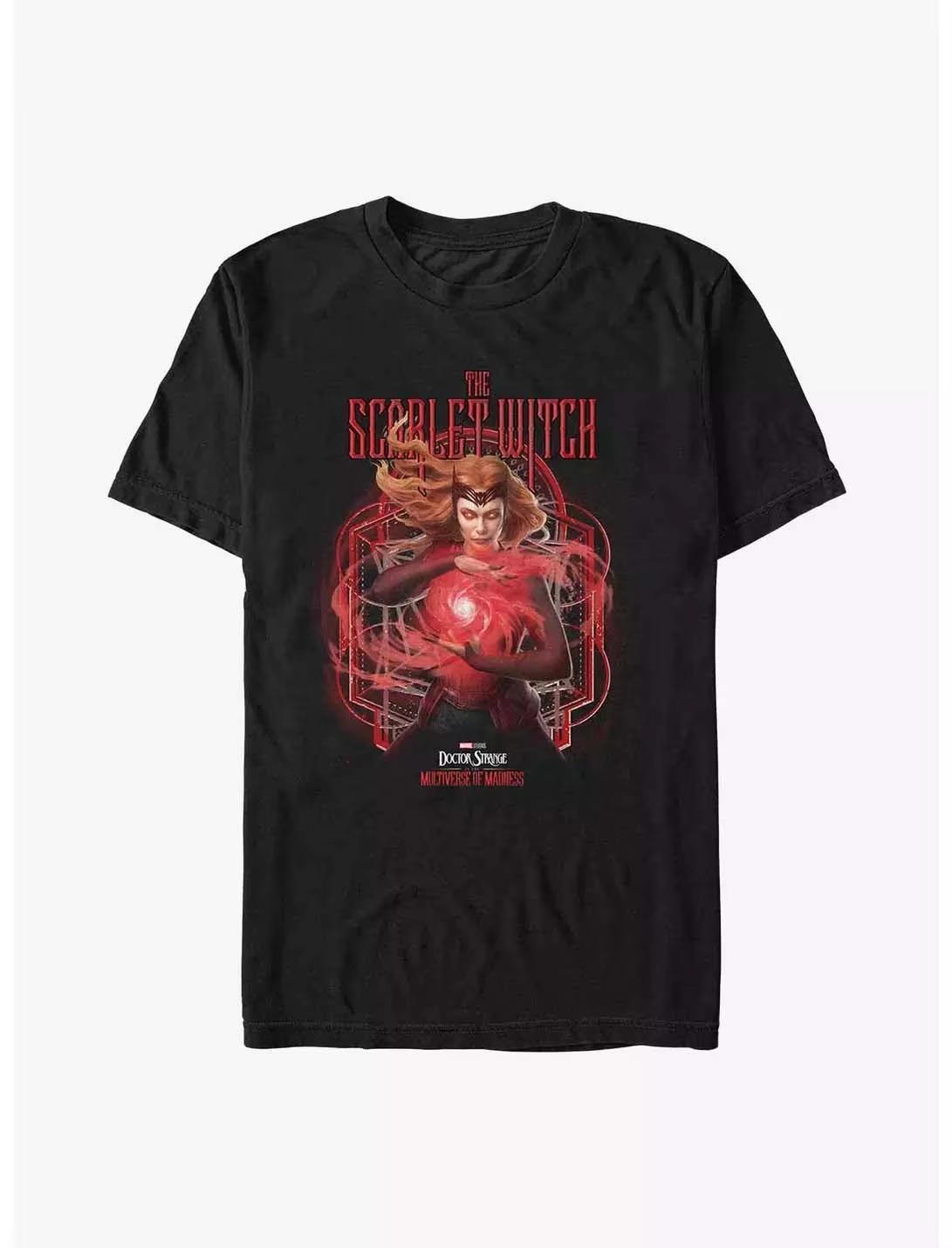 

Marvel Genuine 2026 Crazy Scarlet Witch Print Plus Size Short Sleeve Loose Crew Neck TShirts in The Multiverse High quality S