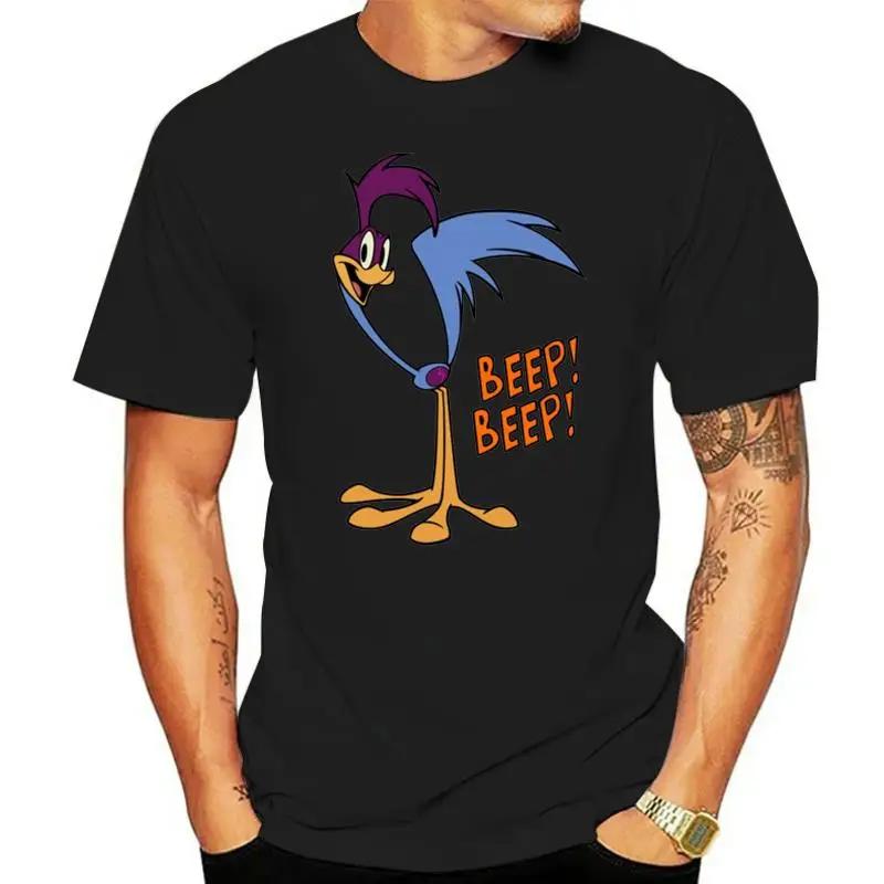 2025 New Summer Men's Road Runner 100% Cotton Cotton Funny Chicken BEEP Printed T-shirt Loose Short-sleeved Clothing