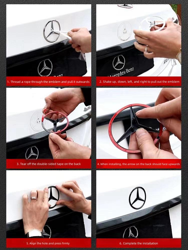 90mm ABS Chrom Schwarz Logo Mercedes Emblem Heck Stern Badge Für Mercedes Benz W203 W206 W212 X253 W167 W166 W247 C E GLA GLC GLE