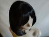 Schwarze Perücke ohne Pony 45 cm lang Bob schulterlang schwarzes glattes Haar