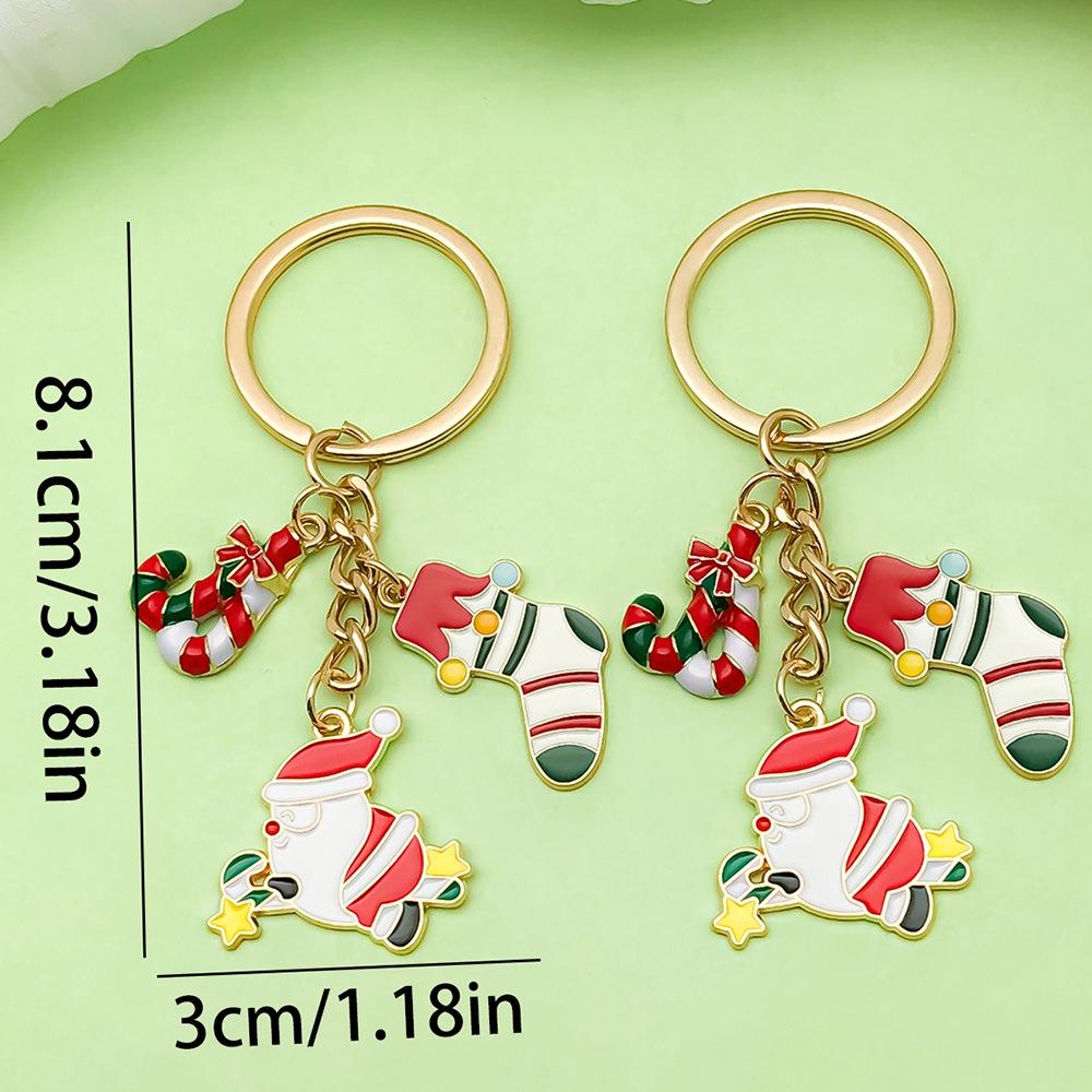 Exquisite Christmas Keychain: Santa, Reindeer, Gift Box, and Bell Ornaments Pendant