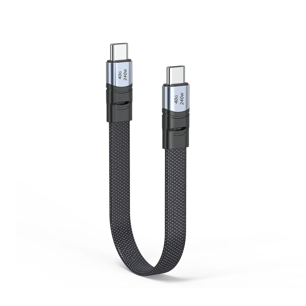 240W USB C to USB C Charging Cable Flat Nylon Cord Data Sync Charging Cord Efficient Type C Cord Fast For Phone 15 Pad