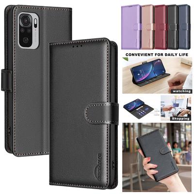 Wallet Flip Anti-theft Case For Xiaomi Redmi Note 10 4G 10T 5G Note10 Pro Max Lite Leather Cover RFID Blocking Protective Bags