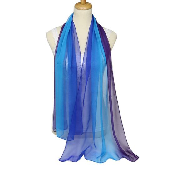 Fashion Gradient Color Voile Scarf Women Lightweight Soft Long Neck Wrap Shawl