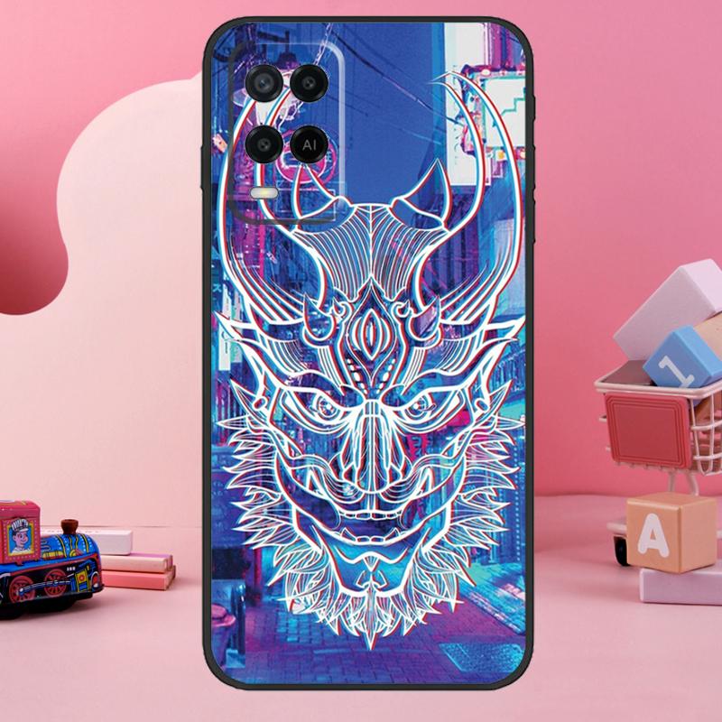 Japanese Hannya Oni Mask Case For Oppo A74 A94 A54 A17 A57 A77 A76 A16 A96 A18 A60 A80 A40 A38 A58 A78 A98 A15 A5 Pro