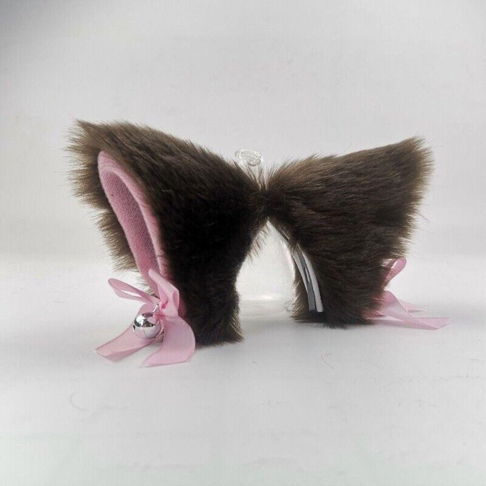Touch Fastener Bow Cat Ear Decoration Plush Helmet Accessories Cute Cute Plush Stickers  Women
