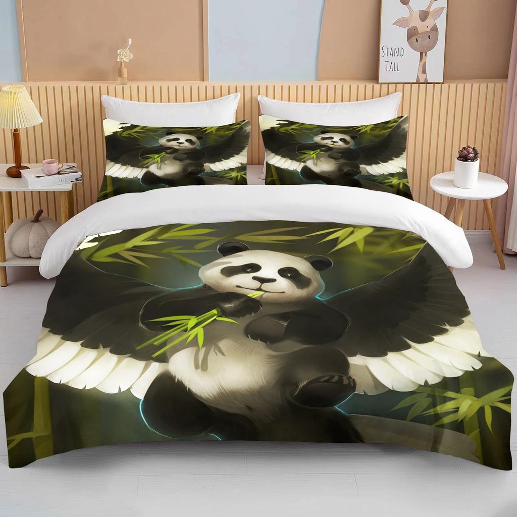 10 sizes CutePanda Bedding 3 Piece Set king size double bed bedding set microfiber or polyester duvet cover set  bedroom bed set