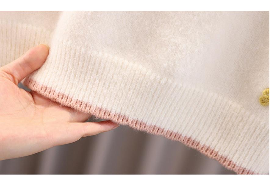 2025 Girls' Stylish Butterfly Knit Sweater - Warm Woolen Autumn/Winter Knitwear for Medium/Large Children
