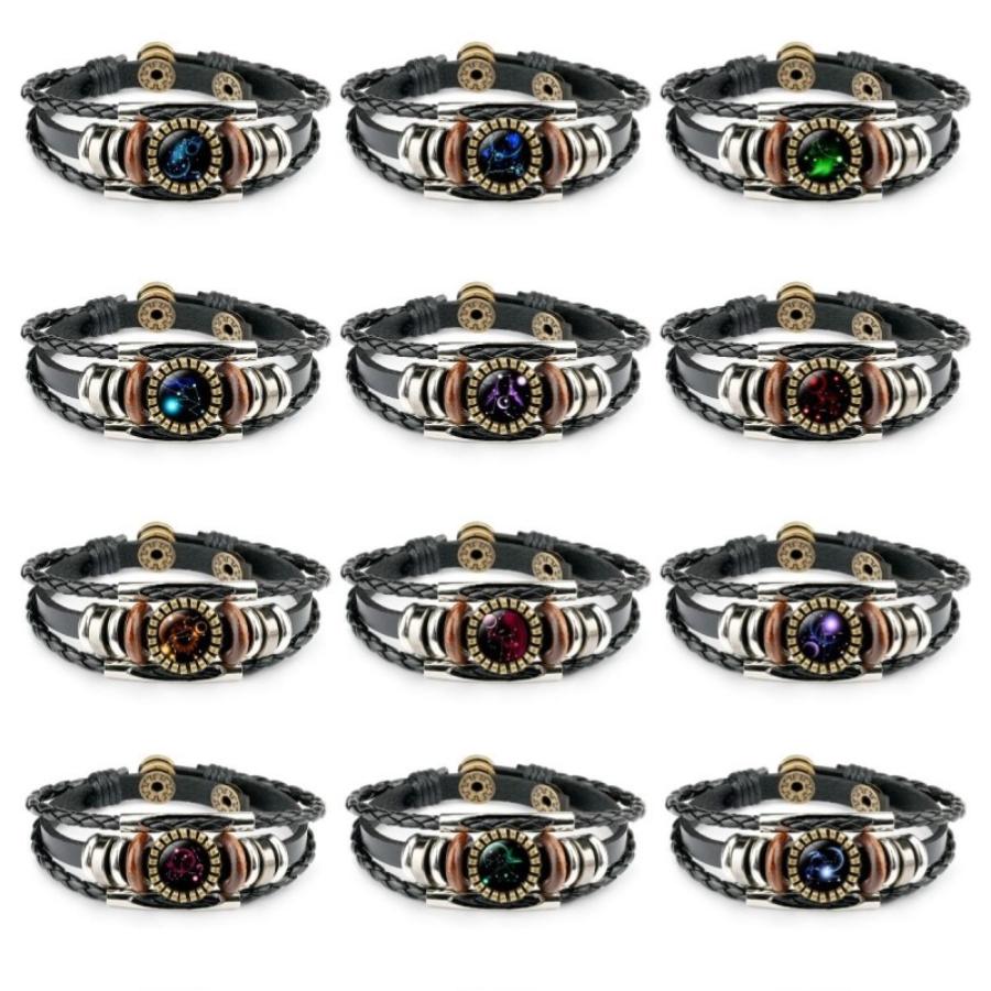 Brățări Charm Constellation - Design delicat din piele PU cu margele cu 12 stiluri zodiacale - Accesoriu de modă unisex, reglabil pentru o declarație la modă