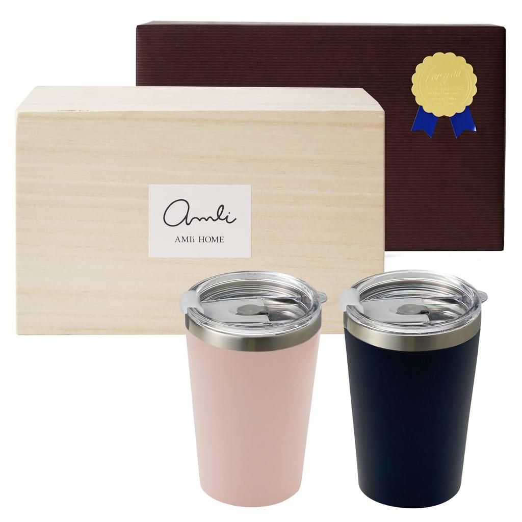 Dolce duo Convenience Store Cups, Tumblers with Lids, Insulated, Stainless Steel, Vacuum Insulated, Double-Walled Wall, Cup Holder, 400ml, Set of 2,