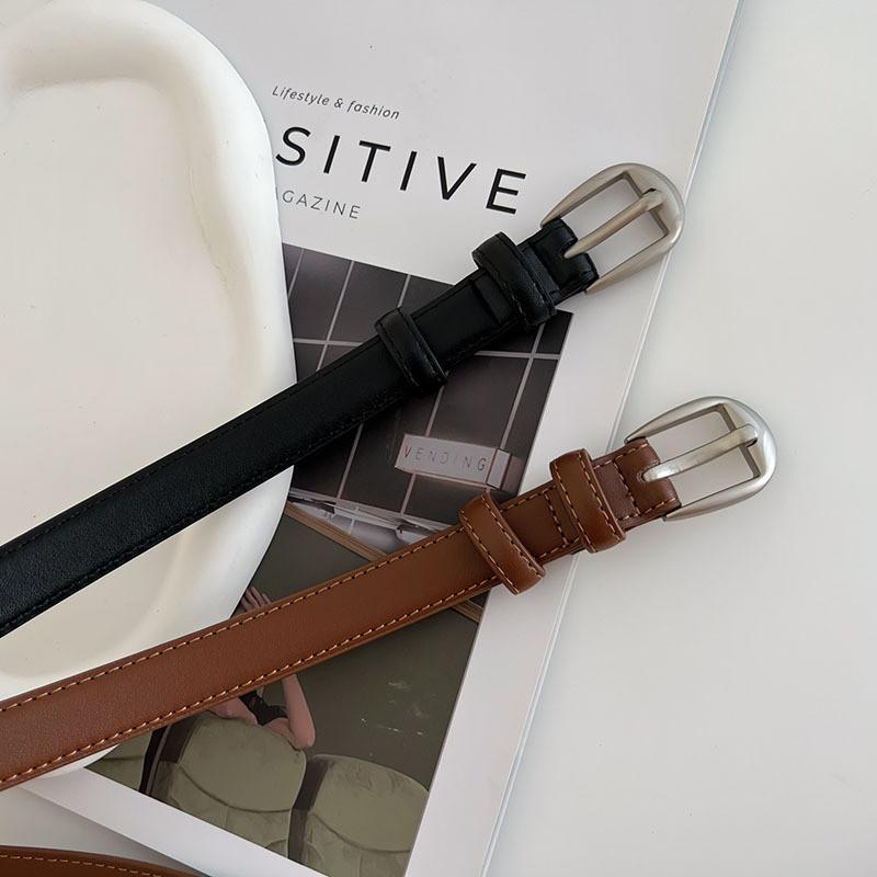 Stylish Women's Leather Belt Fashionable Versatile Black Denim Pants Accessory