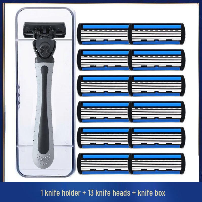 Six-Layer Razor Stainless Steel Shaver for Men with Multi-Layer Shaving Head