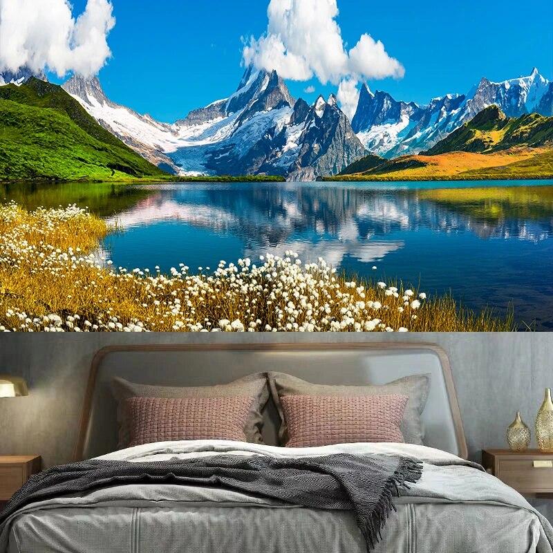 Sunset Peak Natural Landscape Tapestry Wall Hanging Bedroom Dormitory Room  Decoration Background Cloth Home