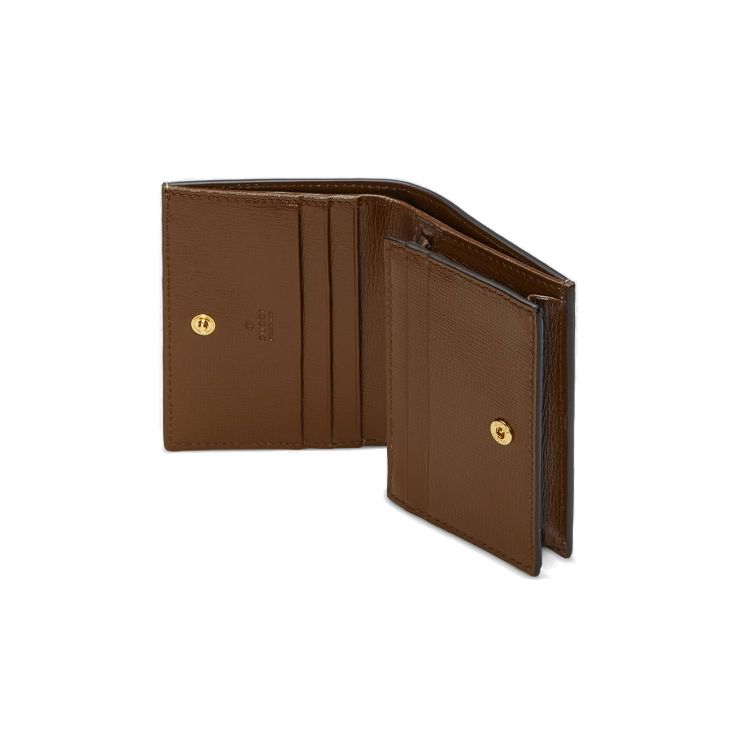 Gucci Valentines Day Collection Vintage Logo 3D Heart Decoration Double Fold Flap Canvas And Leather Card Holder Women Card Holder 648848-20QAS-8570